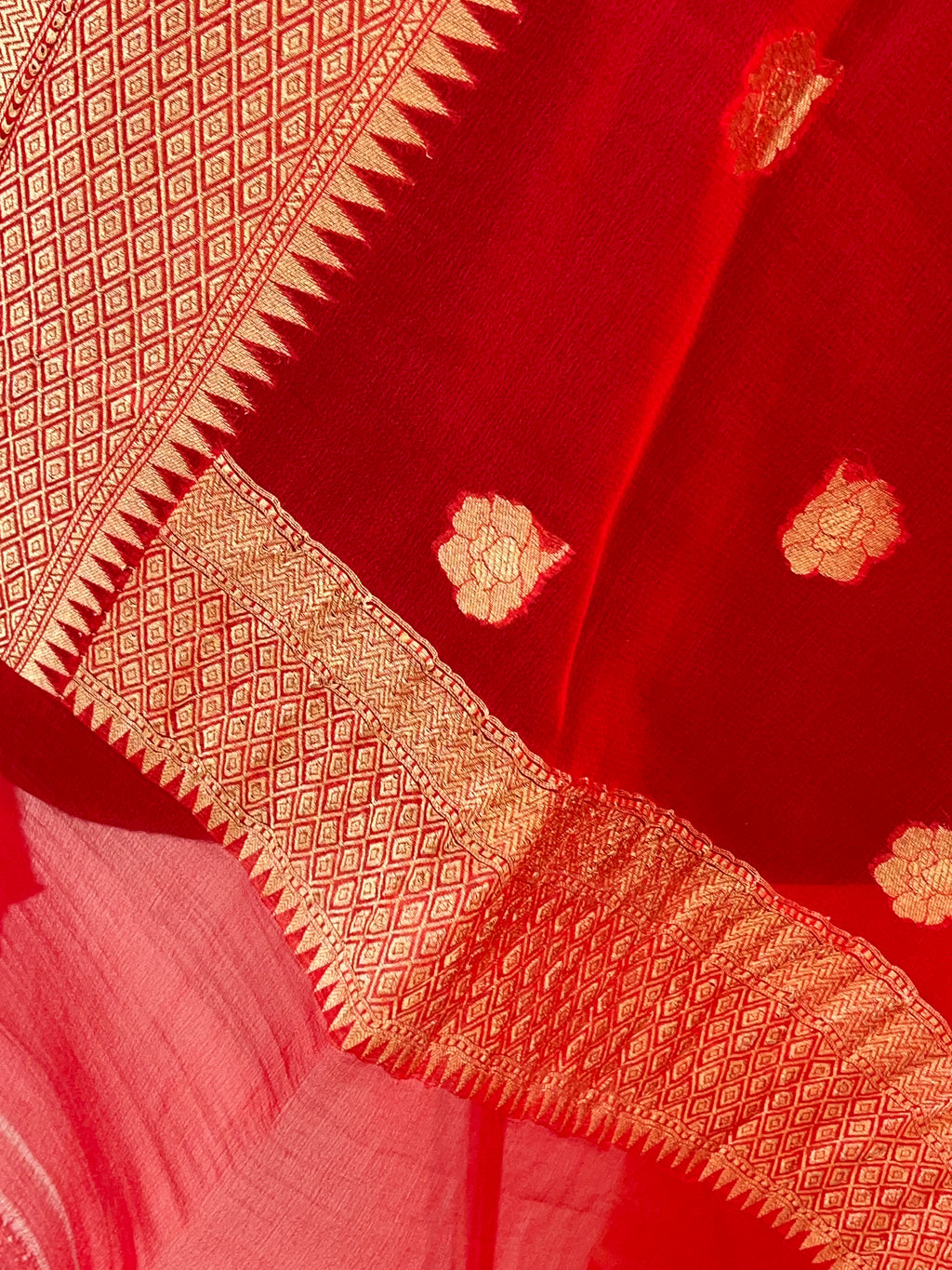 Red Color Pure Chiffon Dupatta