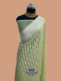 Pista Color Pure Chiffon Banarasi Saree