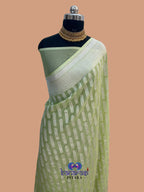 Pista Color Pure Chiffon Banarasi Saree
