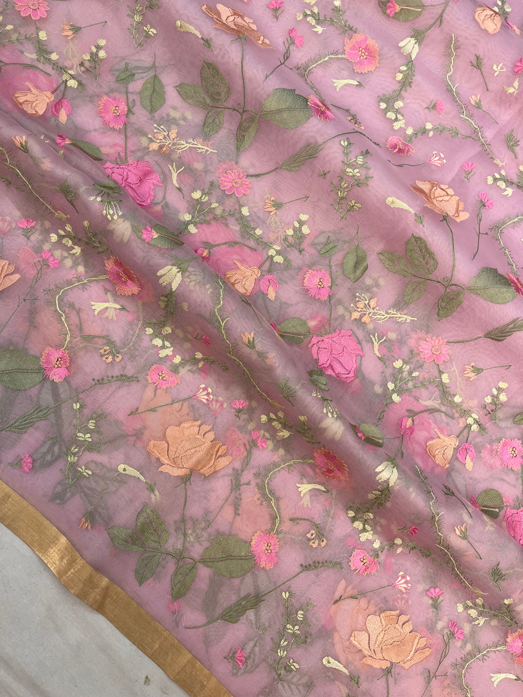 Pure Organza Chikankari Handloom Banarasi Saree