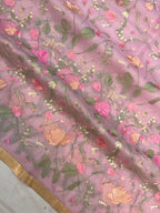 Pure Organza Chikankari Handloom Banarasi Saree