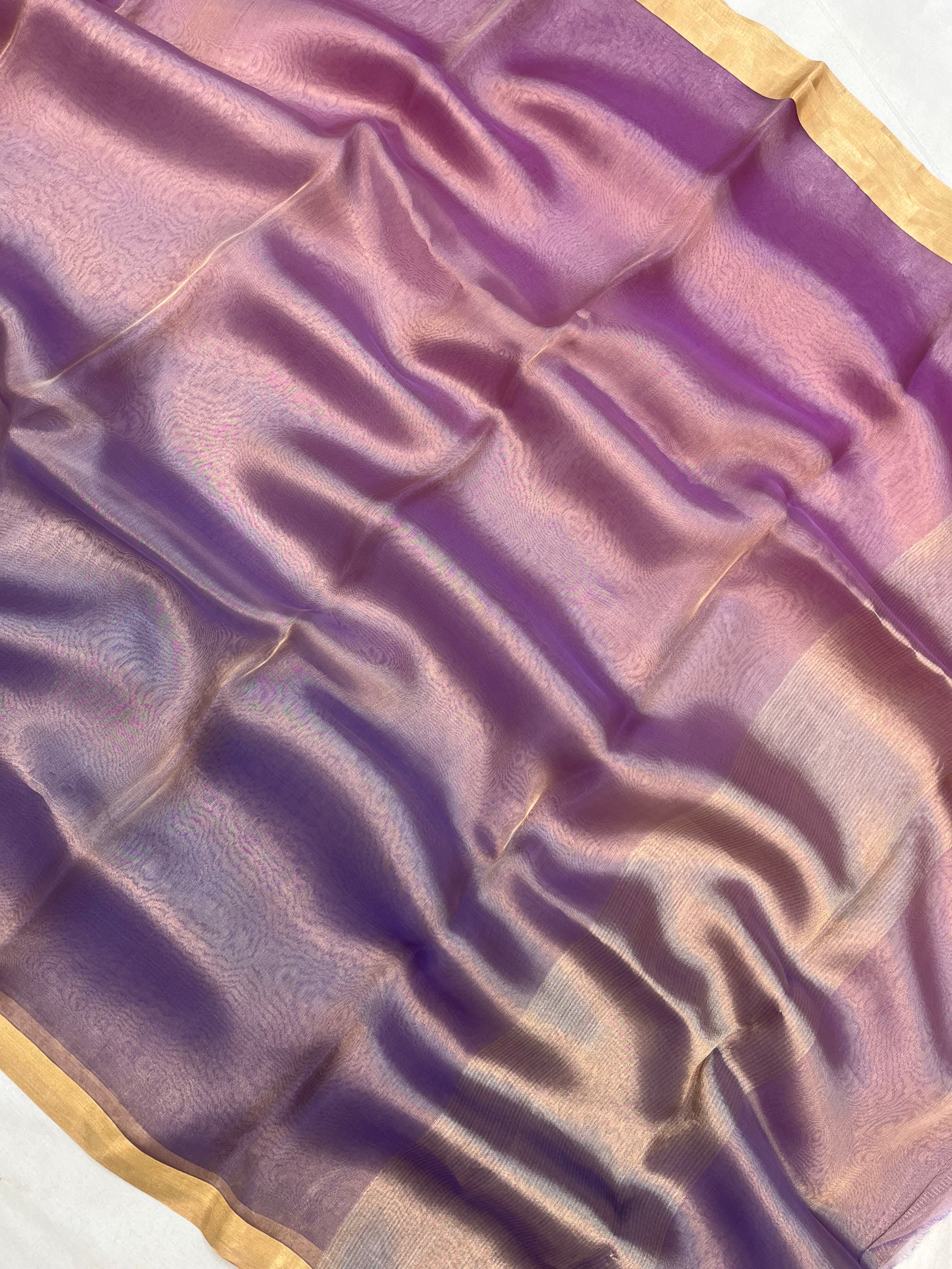 Pure Tissue Plain Multi Banarasi Saree